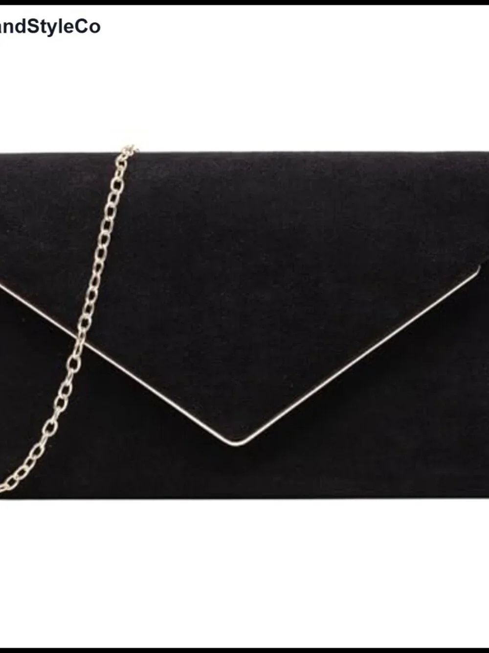 Clutch Purse for Women Evening Bag Shoulder Crossbody Faux Suede Gold Trim